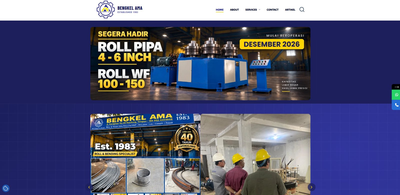 Tampilan Website Bengkel AMA